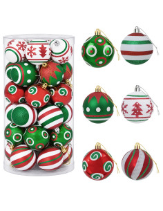 Set di Palline di Natale 30 pz Bianco, rosso e verde Ø 6 cm 2