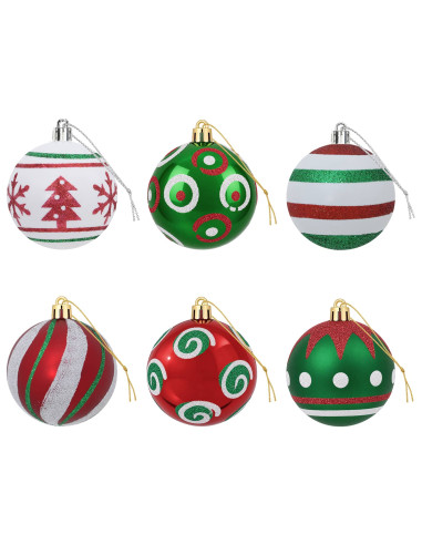 Set di Palline di Natale 30 pz Bianco, rosso e verde Ø 6 cm