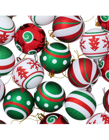 Set di Palline di Natale 30 pz Bianco, rosso e verde Ø 6 cm