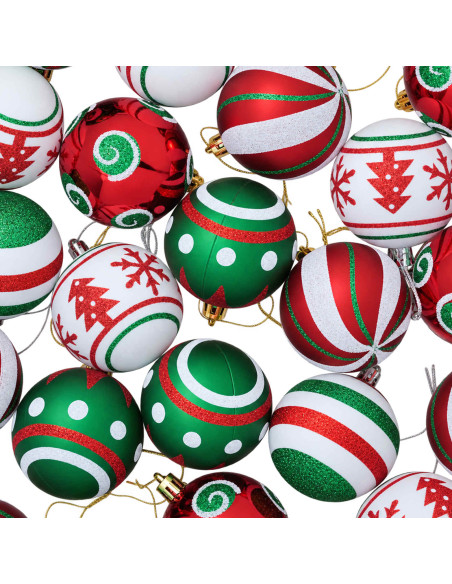 Set di Palline di Natale 30 pz Bianco, rosso e verde Ø 6 cm