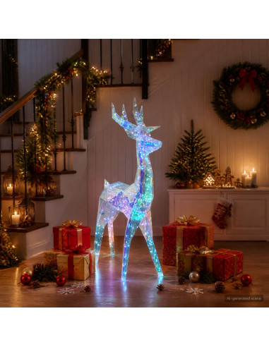 Renna a LED prismatica e iridescente Multicolore