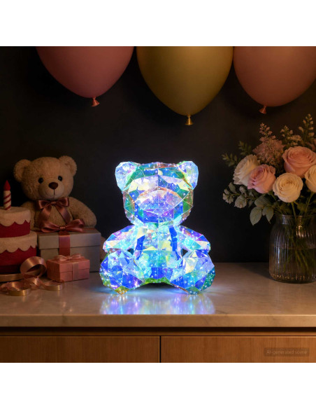 Orso a LED prismatico iridescente Multicolore 32 x 28 x 38 cm