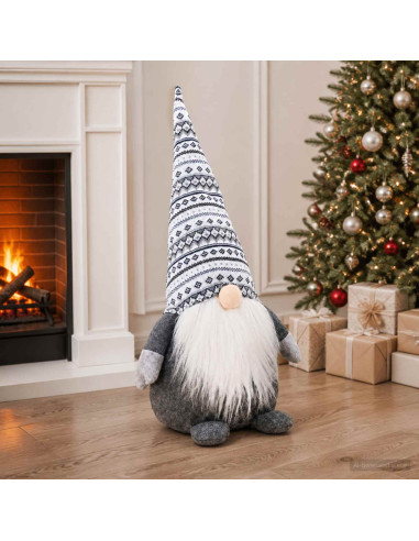 Gnomo di Natale Grigio 80 cm Poliestere