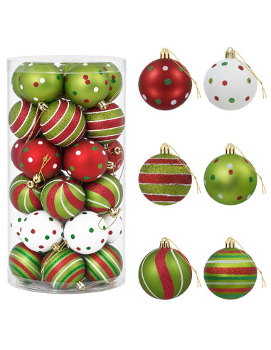 Set di Palline di Natale 30 pz Bianco, rosso e verde chiaro