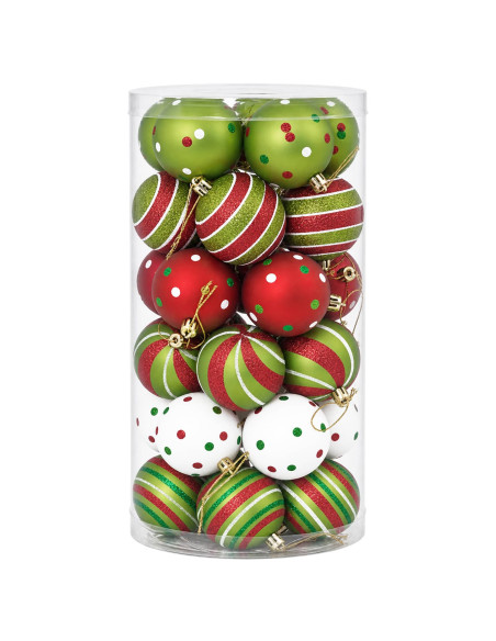 Set di Palline di Natale 30 pz Bianco, rosso e verde chiaro