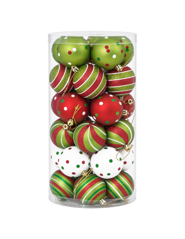 Set di Palline di Natale 30 pz Bianco, rosso e verde chiaro