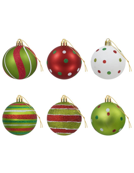 Set di Palline di Natale 30 pz Bianco, rosso e verde chiaro