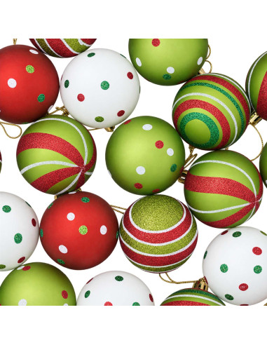 Set di Palline di Natale 30 pz Bianco, rosso e verde chiaro