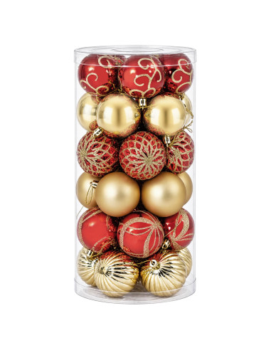 Set di Palline di Natale 30 pz Oro e Rosso Ø 6 cm Plastica