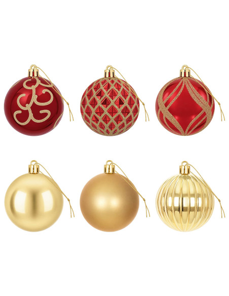 Set di Palline di Natale 30 pz Oro e Rosso Ø 6 cm Plastica