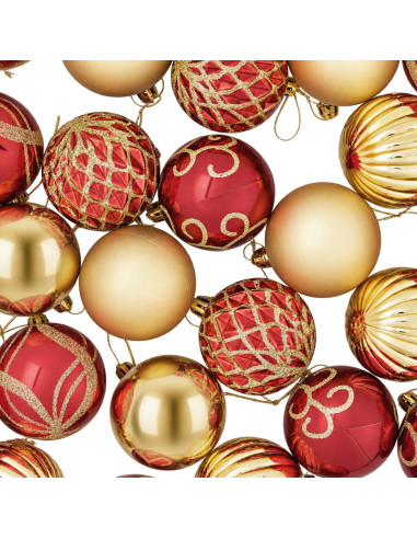 Set di Palline di Natale 30 pz Oro e Rosso Ø 6 cm Plastica