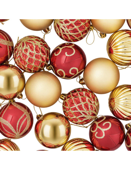 Set di Palline di Natale 30 pz Oro e Rosso Ø 6 cm Plastica