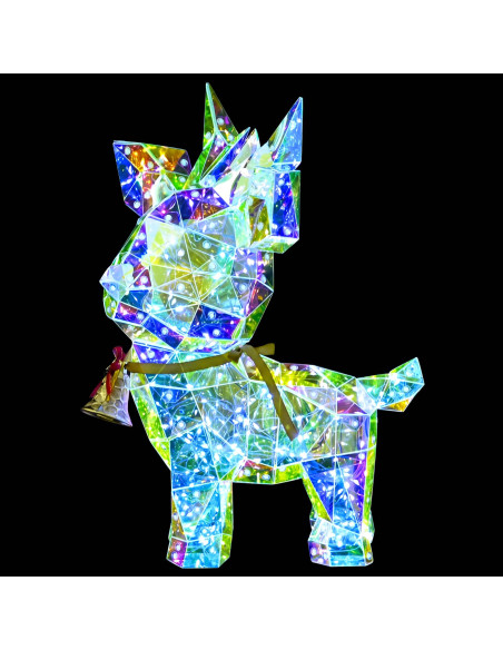 Renna a LED prismatica iridescente con campanella Multicolore