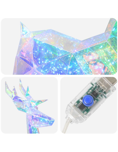 Renna a LED prismatica e iridescente Multicolore