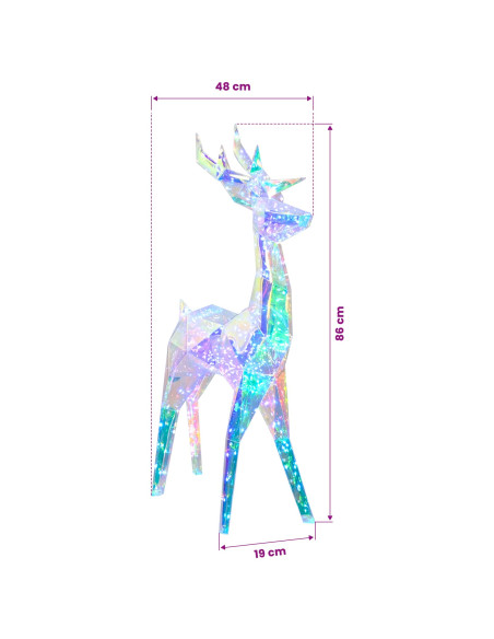 Renna a LED prismatica e iridescente Multicolore