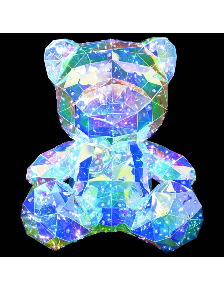 Orso a LED prismatico iridescente Multicolore 32 x 28 x 38 cm