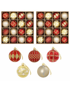 Set di Palline di Natale 32 pz Oro e Rosso Ø 6 cm Plastica 2