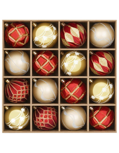 Set di Palline di Natale 32 pz Oro e Rosso Ø 6 cm Plastica