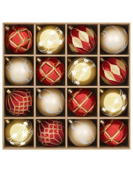 Set di Palline di Natale 32 pz Oro e Rosso Ø 6 cm Plastica