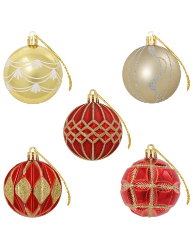 Set di Palline di Natale 32 pz Oro e Rosso Ø 6 cm Plastica