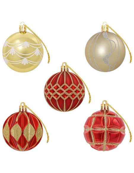 Set di Palline di Natale 32 pz Oro e Rosso Ø 6 cm Plastica