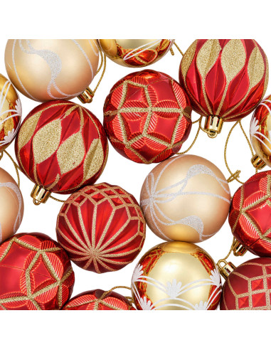 Set di Palline di Natale 32 pz Oro e Rosso Ø 6 cm Plastica