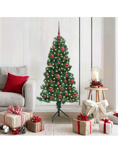 Albero di Natale Artificiale Angolare con 150 LED Verde 150 cm