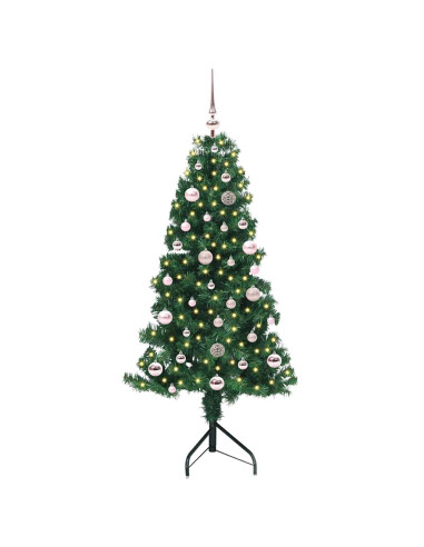 Albero di Natale Artificiale Angolare con 150 LED Verde 150 cm