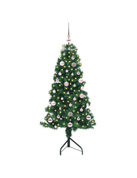 Albero di Natale Artificiale Angolare con 150 LED Verde 150 cm