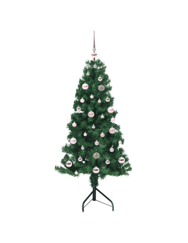 Albero di Natale Artificiale Angolare con 150 LED Verde 150 cm