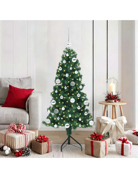 Albero di Natale Artificiale Angolare con 150 LED Verde 150 cm