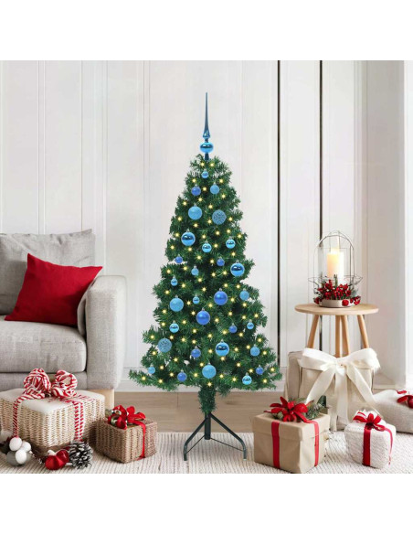 Albero di Natale Artificiale Angolare con 150 LED Verde 150 cm