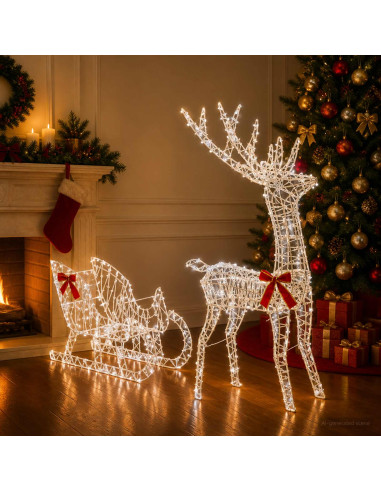 Slitta trainata da renna LOVIISA 450 LED Bianco freddo