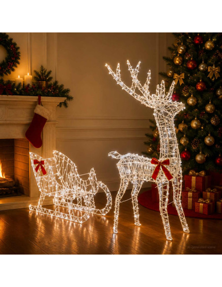 Slitta trainata da renna LOVIISA 450 LED Bianco freddo