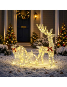 Slitta trainata da renna LOVIISA 200 LED Bianco caldo