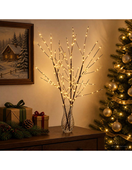 Rami di rame natalizi con LED 3 pz Marrone 62 cm Acciaio