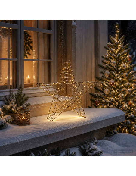 Stella di Natale 3D 120 LED Bianco caldo 55 x 53,5 x 10 cm