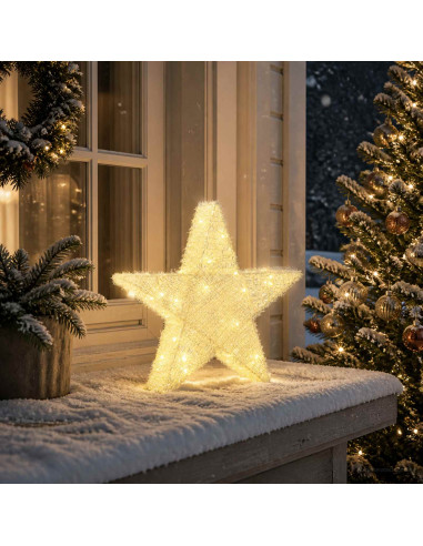 Stella di Natale 3D 50 LED Bianco caldo 55 x 53,5 x 10 cm