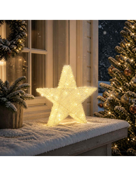 Stella di Natale 3D 50 LED Bianco caldo 55 x 53,5 x 10 cm