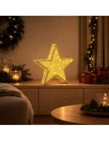 Stella di Natale 3D 50 LED Bianco caldo 55 x 53,5 x 10 cm