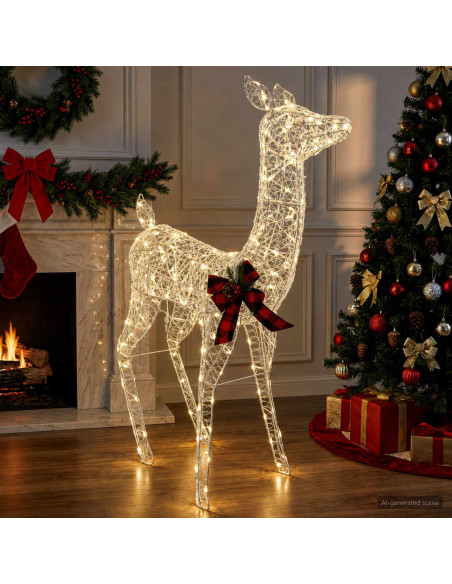 Renna di Natale 3D LOVIISA 200 LED Bianco caldo