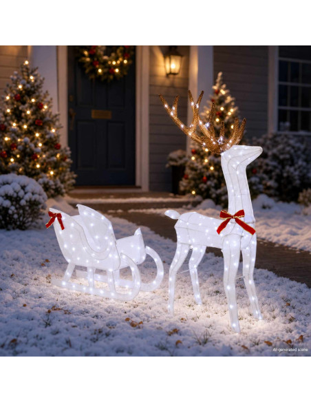 Slitta trainata da renna LOVIISA 200 LED Bianco freddo