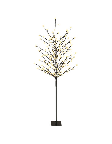 Albero di Natale con palline LED Nero 18 x 18 x 150 cm Acciaio