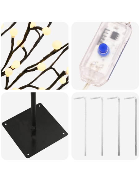Albero di Natale con palline LED Nero 18 x 18 x 150 cm Acciaio