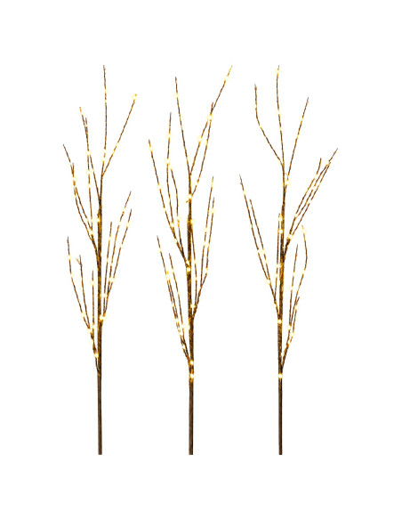 Rami di rame natalizi con LED 3 pz Marrone 62 cm Acciaio