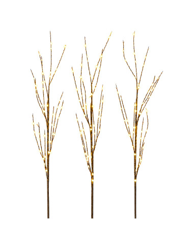 Rami di rame natalizi con LED 3 pz Marrone 62 cm Acciaio