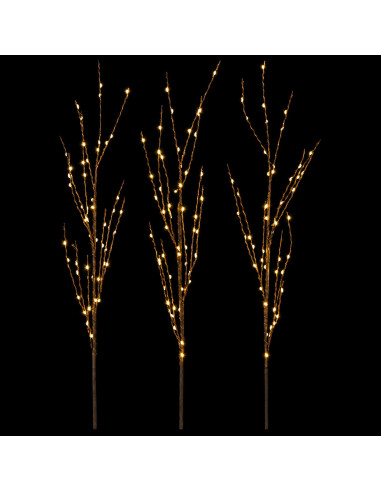 Rami di rame natalizi con LED 3 pz Marrone 62 cm Acciaio
