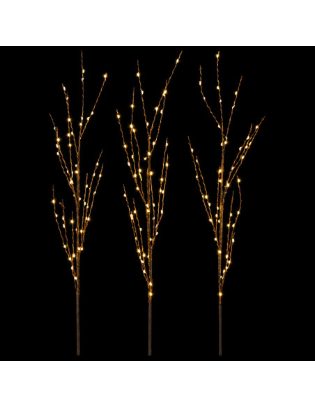 Rami di rame natalizi con LED 3 pz Marrone 62 cm Acciaio