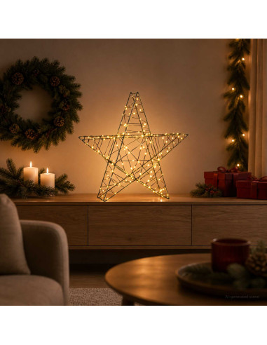 Stella di Natale 3D 120 LED Bianco caldo 55 x 53,5 x 10 cm