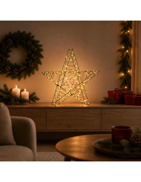 Stella di Natale 3D 120 LED Bianco caldo 55 x 53,5 x 10 cm